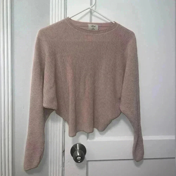 Aritzia Wilfred Coline Linen 
Dolman Sleeve Ribbed Sweater In
Dusty Pink - Picture 1 of 6